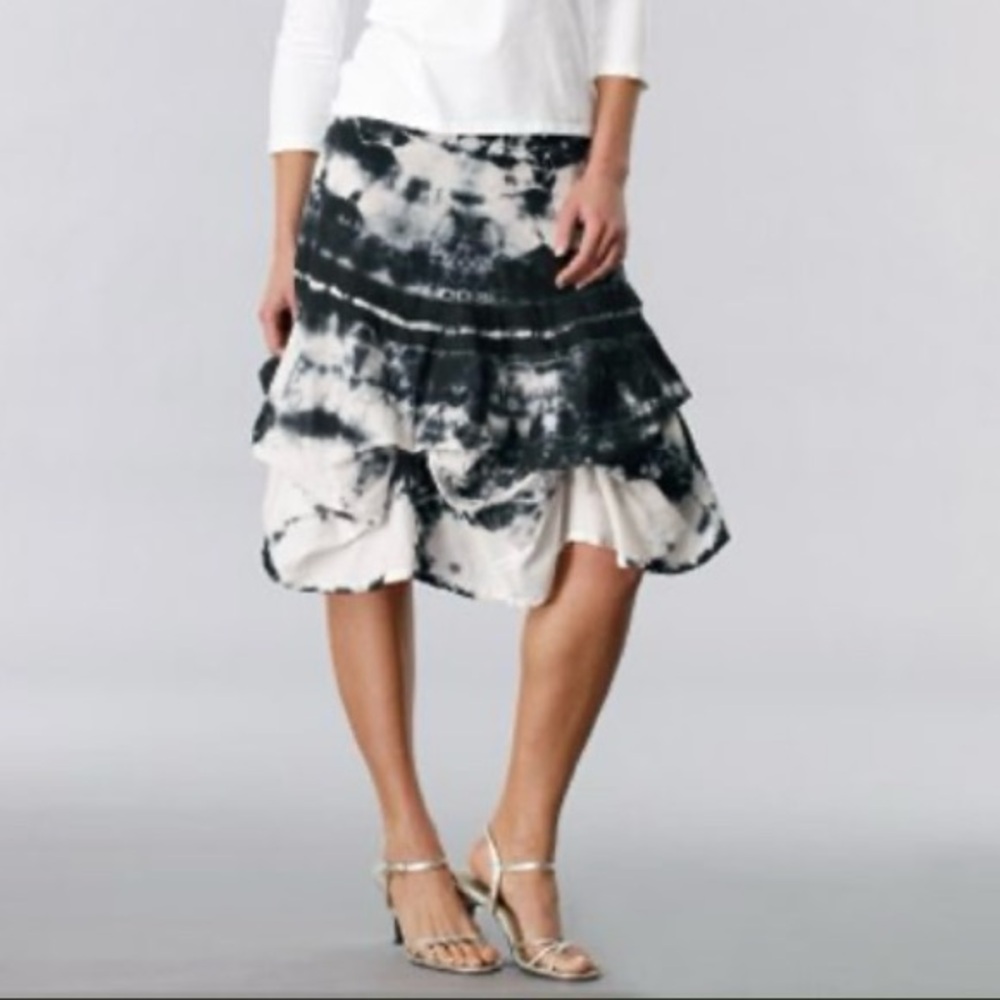 Luna Luz Tie Dye Bubble Skirt SzS Ripple Parachute Art To Wear Flounce Lagenlook - Picture 2 of 10